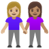 👩🏼‍🤝‍👩🏽 women holding hands: medium-light skin tone, medium skin tone display on Google